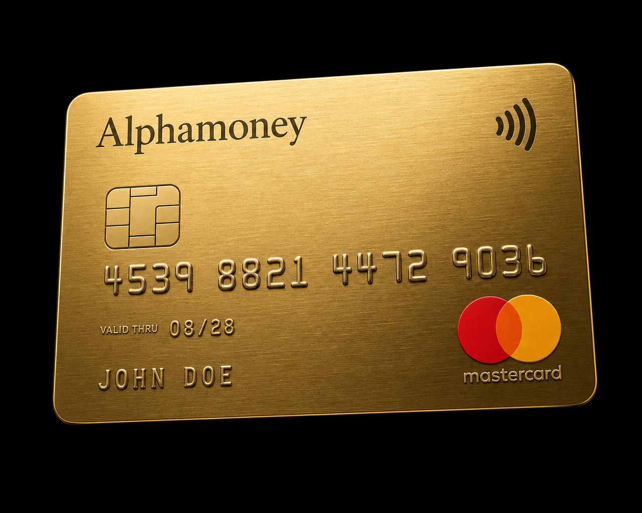 The AlphaMoney gold Mastercard debit card