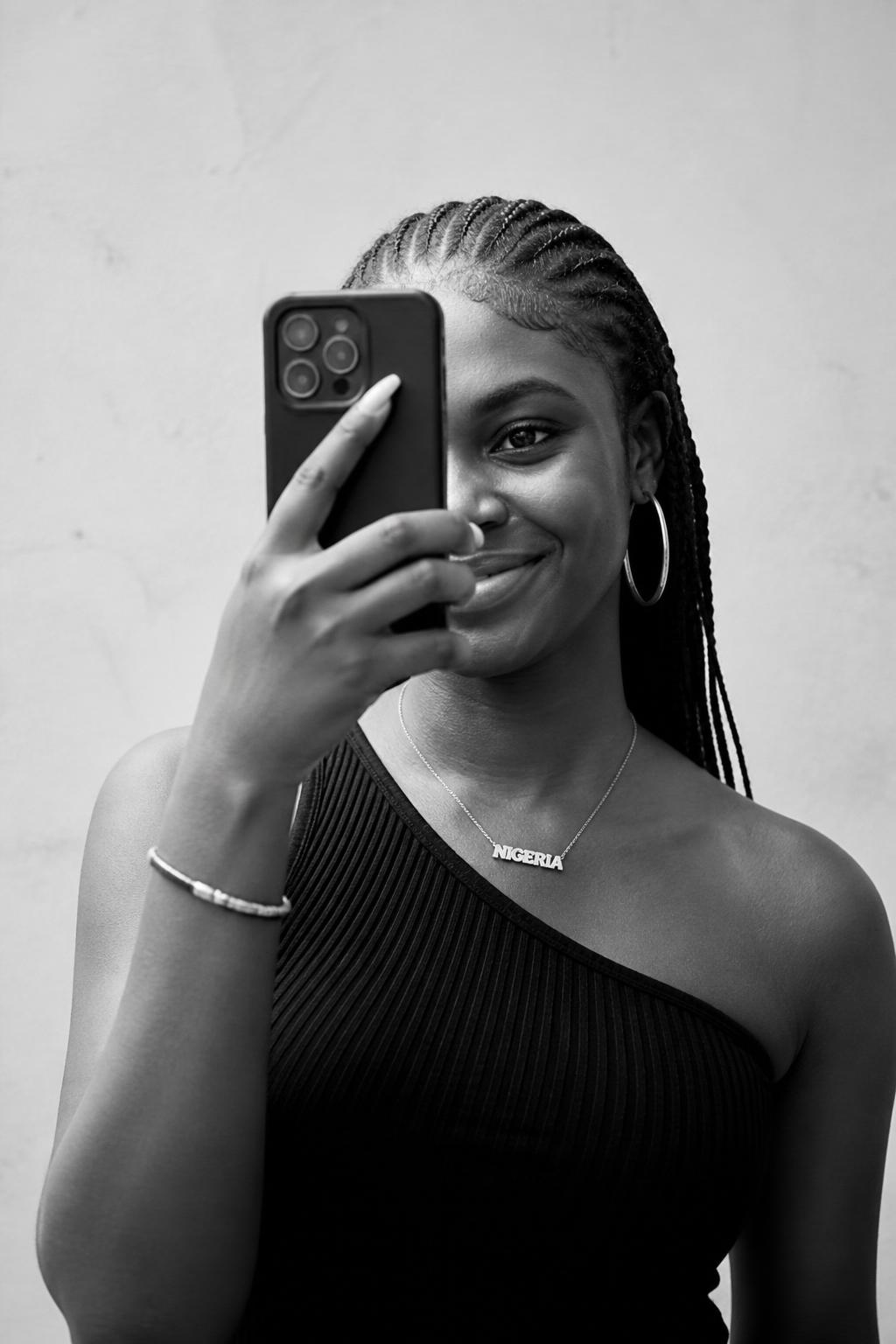 A young Nigerian holding their phone with the AlphaMoney wallet